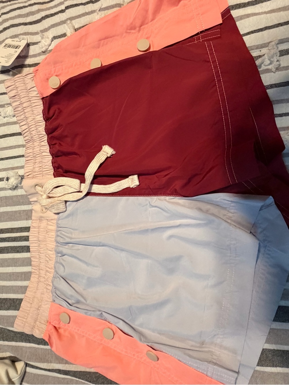 Women’s Free People Colorblock Drawstring Shorts - Coral, Burgundy & Light Blue